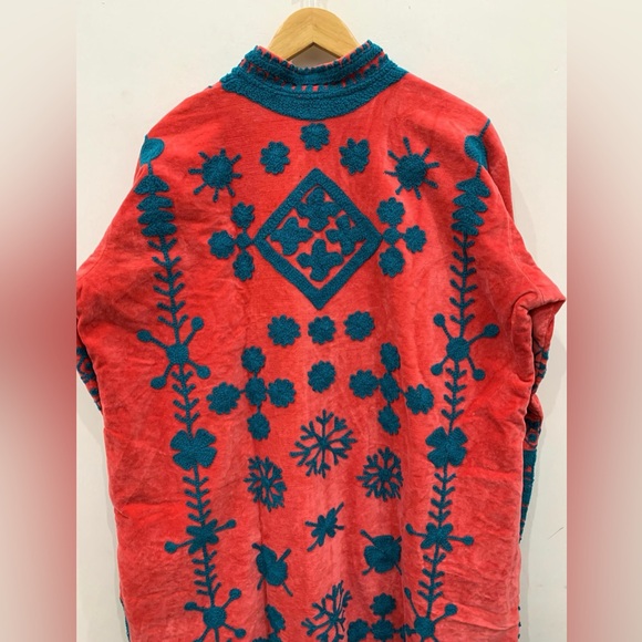 Orange Velvet Suzani Long Jacket - Picture 7 of 8